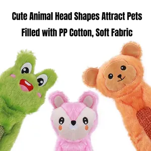 Set of three cute plush animal shaped dog toys with soft fabric and PP cotton filling