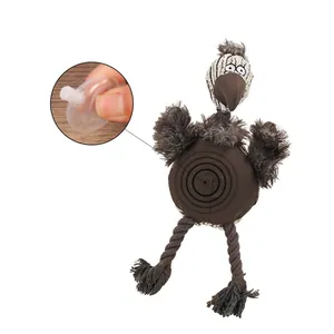 Giocattolo di peluche per cani a forma di uccello con squittio interno e zampe di corda