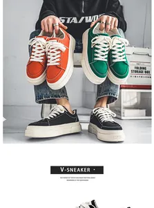 Mens platform canvas sneakers in multiple colors for Harajuku streetwear style