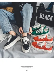 Detailed shot of Men's Japanese Harajuku style thick-soled canvas shoes in multiple colors.