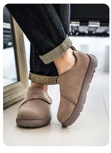Mocasines de cuero nubuck transpirable para hombre en marrón, zapatos cómodos para primavera.