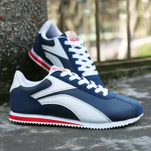 Chaussures de Course Rétro pour Hommes en Cuir Synthétique avec Épissage de Couleurs Baskets Décontractées et Respirantes pour le Sport