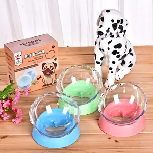 Ciotola per Animali Domestici Inclinata Ergonomica in Plastica Trasparente Rimovibile per Gatti e Cani Con Base Antiscivolo a Forma di Cuore