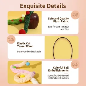 Dettagli della bacchetta per gatti resistente con morbido peluche e palline colorate