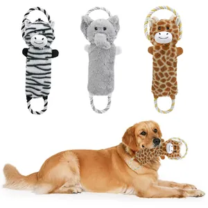 Cute Animal Shape Plush Dog Toy With Cotton Rope Bite Resistant Squeaky Pet Chew Toy For Small Medium Dogs Interactive Toy