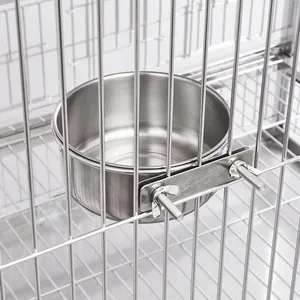 Stainless Steel Cage Mounted Pet Bowl Hanging Dog Cat Feeder Water Bowl Bolt Fixed Durable Non-Slip Crate Bowl For Small Animals