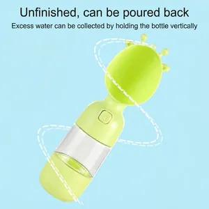 Gourde portable pour chiens et chats avec bol girafe et finition verte