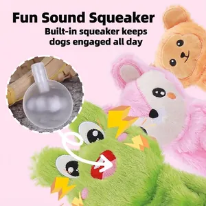 Interactive squeaky plush dog toys set with cute animal designs and internal squeaker