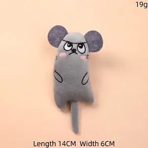 Grumpy mouse plush catnip toy for cats, grey funny expression, 14x6cm size, 19g weight