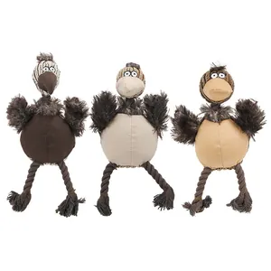Set di 3 giocattoli di peluche per cani a forma di uccello con zampe di corda e Oxford