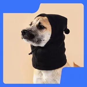 Pet Polar Fleece Funny Hat Adjustable Drawstring Warm Balaclava Winter Ears Protection Cap For Dogs Cats Christmas Outfit
