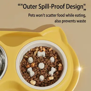 Gamelle anti-glouton pour chat avec bord anti-débordement et piliers pour croquettes