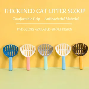 Antibacterial thickened plastic cat litter scoop set with ergonomic handle in 5 colors