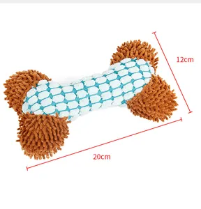 Detailansicht des Plüschknochens für Hunde mit Maßangaben 20 cm x 12 cm für Haustiere