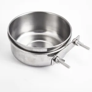 High-quality durable stainless steel pet bowl with secure screw-on cage mounting bracket