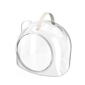 Minimalist high-transparency space capsule pet house with handle for cats and dogs
