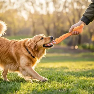 Durable interactive plush and rope tug dog toy with a cute orange animal design for pets