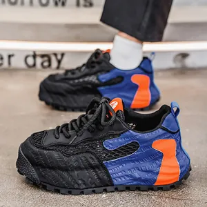 Baskets chunky en mesh respirant pour hommes bleu et noir tendance été 2025 chic