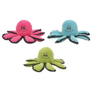 Set de juguetes de peluche de pulpo para perros en vellón de maíz multicolor