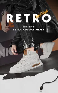 Eleganti sneaker casual alte da uomo bianche con design retrò e motivi testurizzati moderni