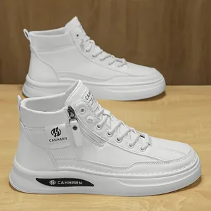 Scarpe da Skate Casual da Uomo Mid Top Sneakers in Pelle Microfibra Moda Coreana Outdoor Utility Workwear