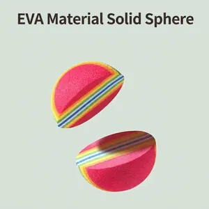 Solid rainbow EVA foam ball cat toy with lightweight and durable material.