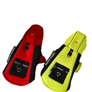 Thickened hooded dog windbreaker jacket with functional pockets and buttons for small dogs