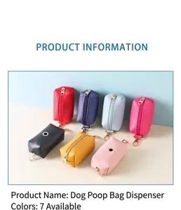 Portable pet poop bag dispenser pouch in seven vibrant colors for dog walking.