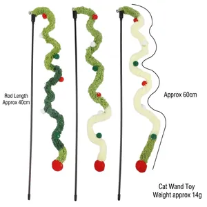 Gioco interattivo per gatti con coda di peluche ondulata, campanello e asta 40 cm