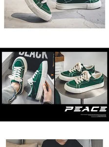 Gedetailleerde weergaven van vintage groene canvas lage sneakers in diverse settings