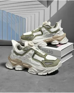 Close-up of men's breathable mesh sneakers with rotary buckle and Eiffel Tower detail