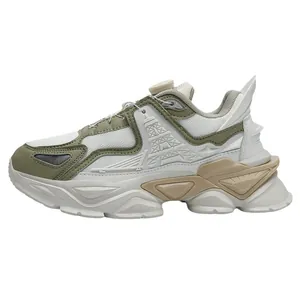 Breathable men's mesh running shoes with rotary buckle and Eiffel Tower side design