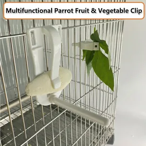 Vielseitiger weißer Vogelkäfig-Clip aus Kunststoff für Papageienfrüchte und Gemüse