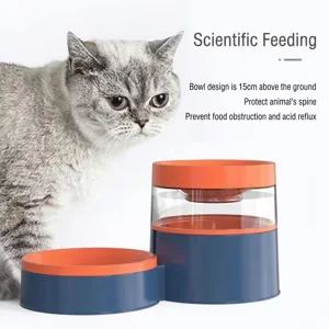 Detailed view of elevated double pet feeder bowl with ergonomic 15cm height design