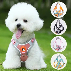 Reflective breathable mesh dog harness vest for small dogs shown in five vibrant colors