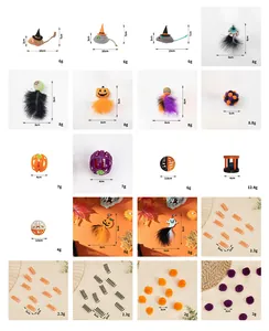 Detailed size and weight specifications for various Halloween themed cat toys in a grid