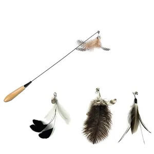 Interaktives Katzenangel-Set mit austauschbaren Naturfeder-Anhängern