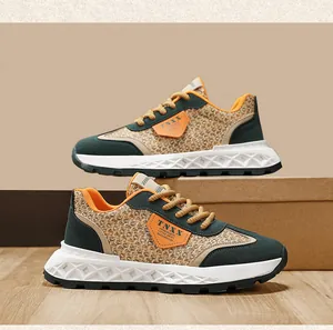 Stylish retro workwear sneakers for men featuring woven straw texture and green accents.
