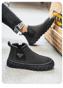 Bottines Chelsea Martin montantes pour hommes avec de épaisses semelles en caoutchouc
