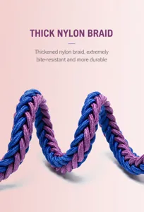 High-density 8-strand thick nylon braided pet dog traction rope showing bite-resistant texture