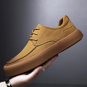 Herren Echtes Leder Lässige Skateboardschuhe Atmungsaktiv Ausgehöhlt Low Top Flache Sneakers Runde Zehe Schnürschuhe