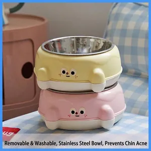 Cartoon Large Capacity Stainless Steel Pet Bowl Non-Slip Detachable Easy To Clean Cat And Dog Feeding Bowl Pet Tableware