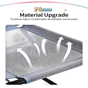 Close-up of breathable textilene mesh fabric for a comfortable cat window hammock