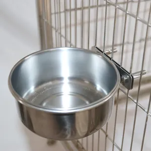 Polished Stainless Steel Bird Feeder Cup Parrot Water Bowl For Cage Hanging Feeding Dish For Small Middle Birds