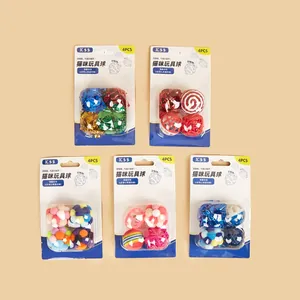 Set of 5 interactive cat toy ball packs featuring bells and crinkle texture for pets