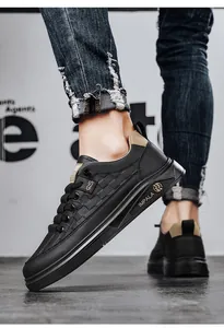 Side view of black casual men's sneakers with checkered pattern and IMPALA logo