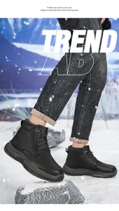 Premium Herren Winter Schneestiefel schwarz Leder hoch mit warmem Futter gefüttert