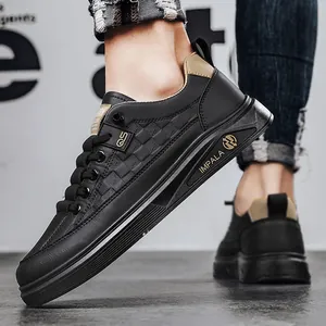 Men's stylish black casual sneakers with embossed pattern and Impala logo detail