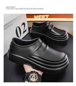 Detalle macro de zapatos de chef negros impermeables y antideslizantes con diseño ergonómico