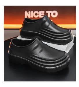Zapatos de chef profesionales negros impermeables con suela gruesa antideslizante para cocina